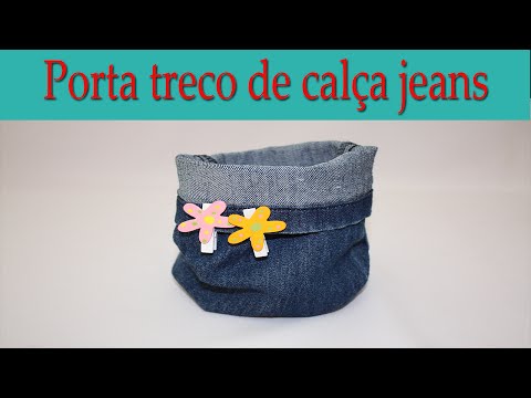 DIY Upcycled Denim Bucket   -  Porta treco de Jeans - Reciclado - Fácil de fazer