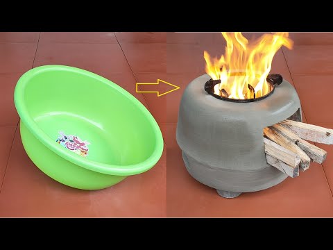 Ideas to make wood stoves from cement and plastic pots
