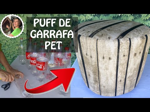 DIY - PUFF DECORATIVO FEITO COM GARRAFAS PET E PAPELÃO