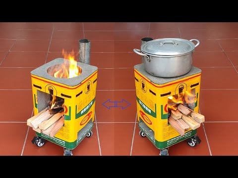How to make a smokeless wood stove from cement and old iron barrels -  Creative ideas