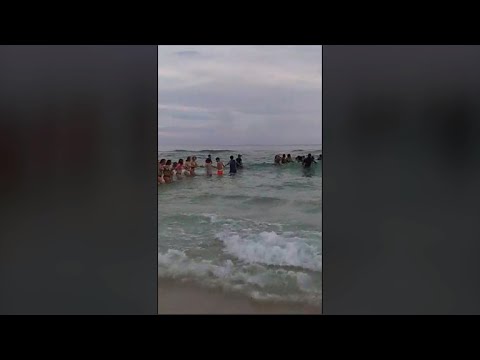 Dozens of strangers form human chain to rescue swimmers at Florida beach