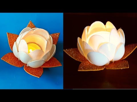 Diy Luminária de Mesa com Colher Descartável em forma de Flor de Lotus