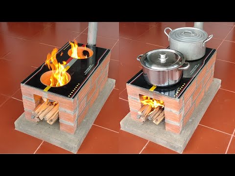 Make a wood stove from bricks, cement, and clay clean and beautiful