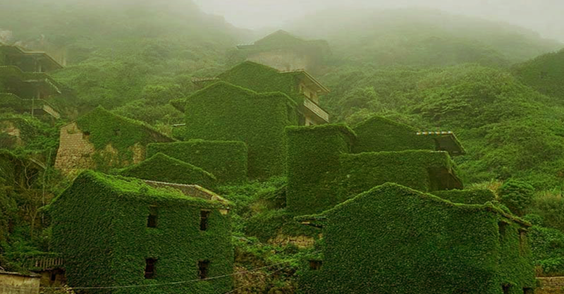 abandonados aldeia na ilha de shengshab, chinês