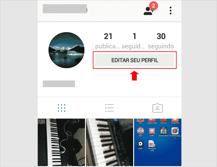 Editando perfil do Instagram para mudar endereço de e-mail