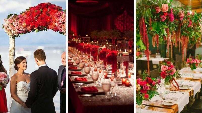 80 Fotos de decoração de casamento vermelho de