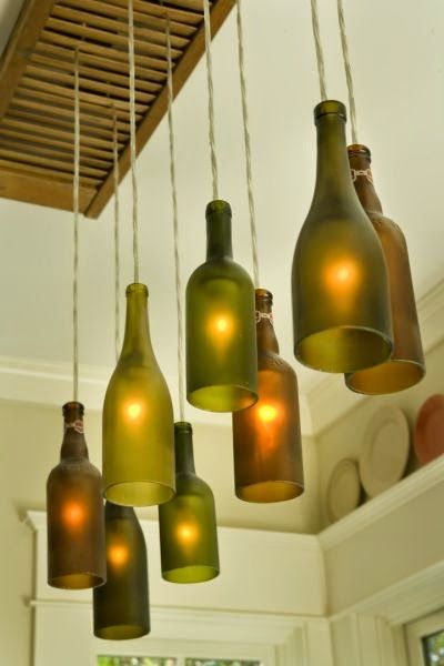 Luminárias de garrafas de vidro