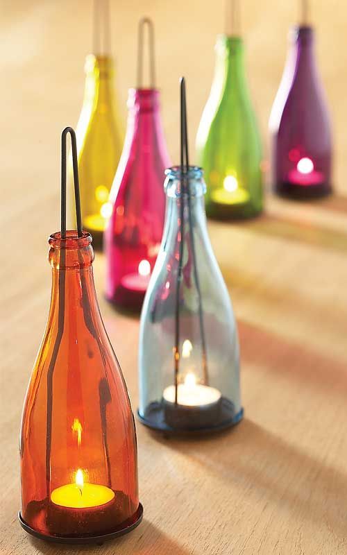 Luminárias de garrafas de vidro