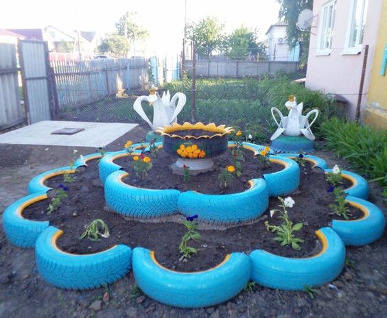 decoracao jardim pneus centro