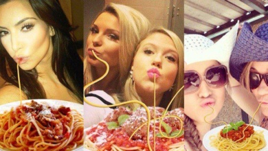 25 Montagens mostram que selfies com biquinho fazem mais sentido adicionando espaguete