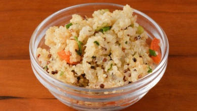 quinoa cozida com tomate e cheiro verde