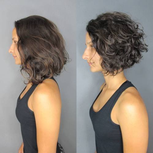 Penteado Bob Invertido Ondulado Curto