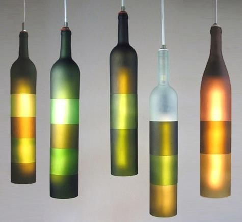 Luminárias de garrafas de vidro