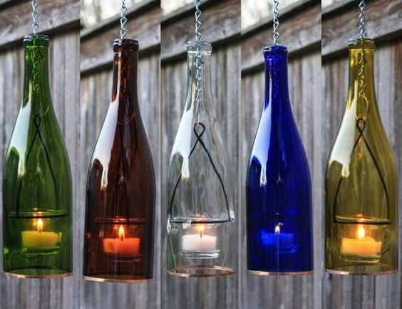 Luminárias de garrafas de vidro