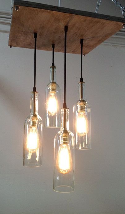 Luminárias de garrafas de vidro