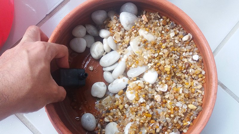 colocação da bomba como fazer fonte de água decorativa
