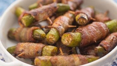 Quiabo frito com Bacon (Petisco fácil e delicioso)