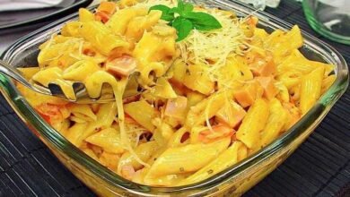 Macarrão na panela de pressão com presunto e queijo