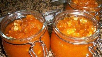 Compota de abóbora com gengibre cristalizado, laranja e avelãs