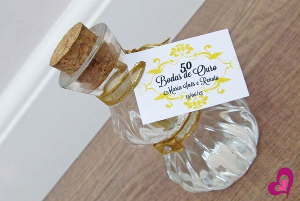 lembrança bodas de ouro frasco lembrança bodas de ouro frasco
