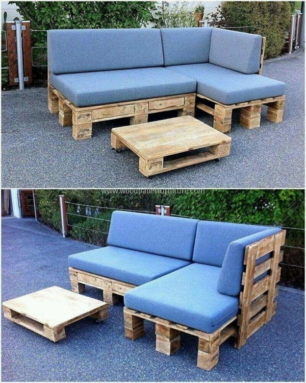 sofá de pallet azul sofá de pallet azul