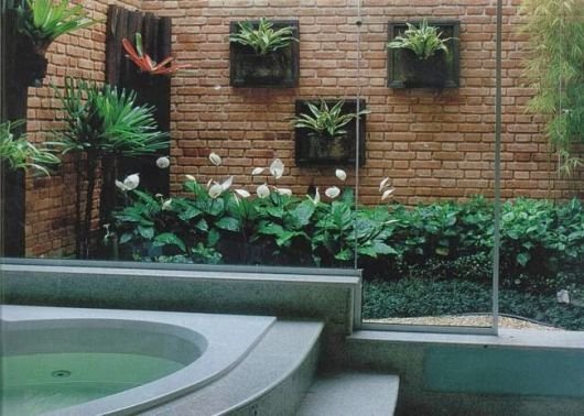 lírio da paz em um jardim de inverno