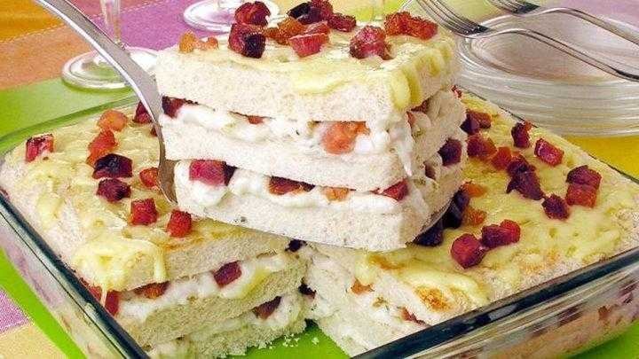 Bolo salgado de palmito com bacon