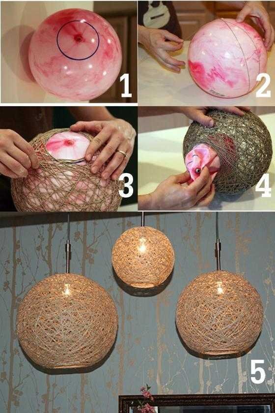 Como fazer luminária de barbante ud