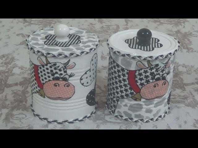 Lata de Leite decorada com tecido – Reciclagem