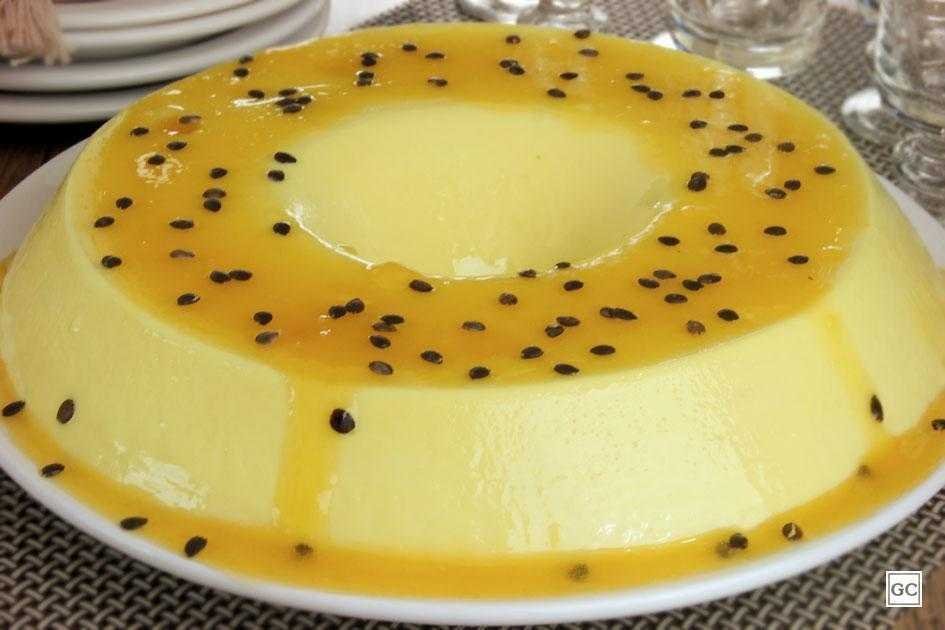 pudim de chocolate branco e maracujá