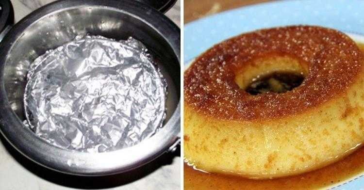 Pudim de pão em panela de pressão