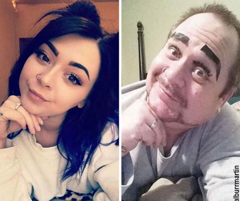 Pais recriam selfies da filha e fazem sucesso na net