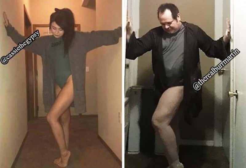 Pais recriam selfies da filha e fazem sucesso na net