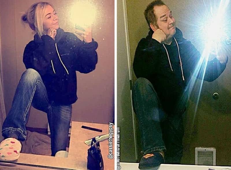 Pais recriam selfies da filha e fazem sucesso na net