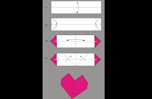 origami de coração simples origami de coração simples