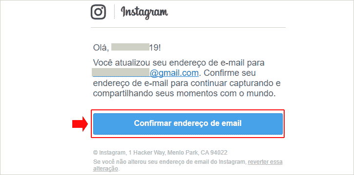 Confirmando endereço de e-mail cadastrado em conta do Instagram Confirmando endereço de e-mail cadastrado em conta do Instagram