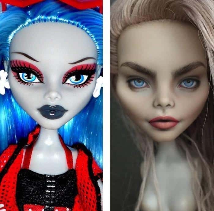 Artista retira a maquiagem de bonecas e as recria com