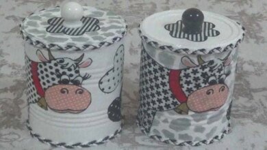 Como decorar lata de leite com tecido